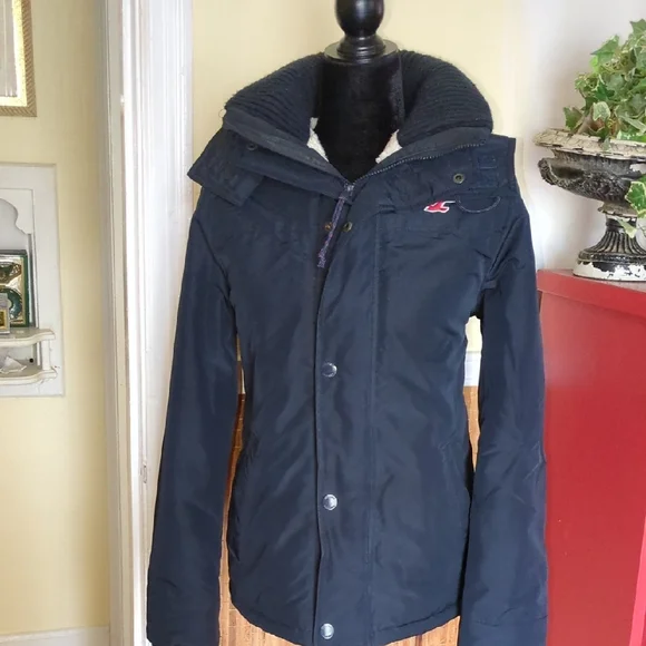 Hollister Navy Ski Ladies Jacket with High Collar - Picture 2 of 10